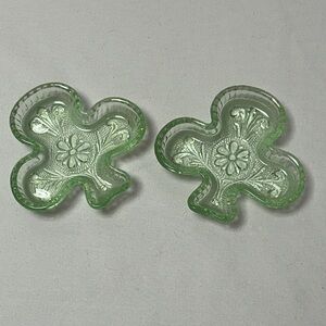 Green Glass Shamrock Dishes